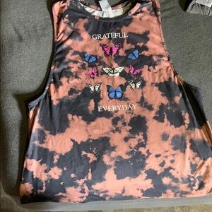 No Boundaries Pink and Orange Muscle Tee